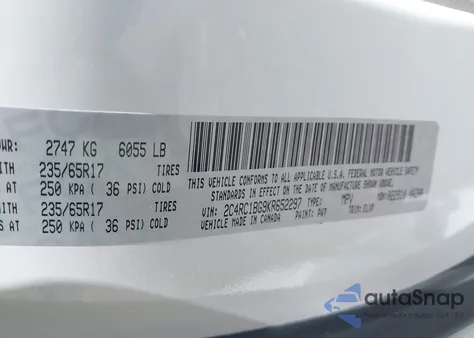 2019 Chrysler Pacifica Touring L from USA, damaged, VIN 2C4RC1BG9KR652297